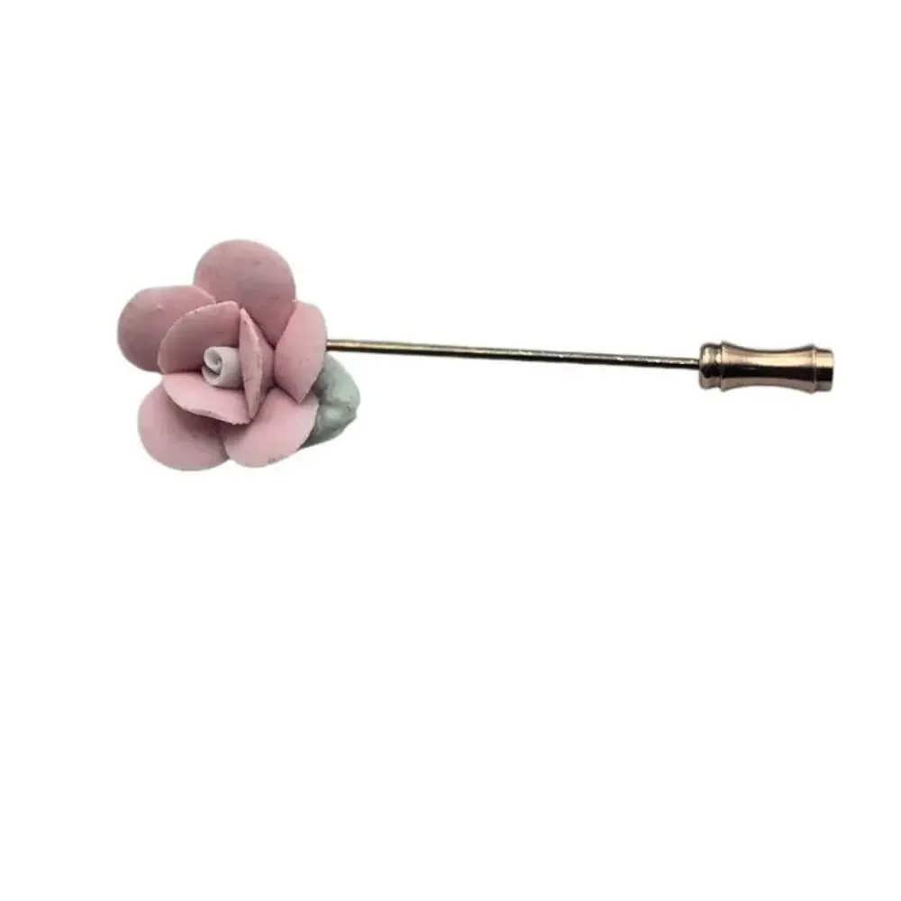 Pink Rose Stick Hat Pin Gold Tone Lapel Brooch Floral – Vintage Romantic